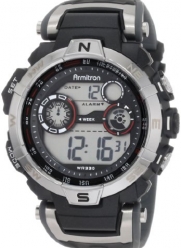 Armitron Men's 408231RDGY Silver-Tone and Black Chronograph Digital Sport Watch