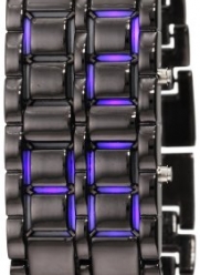 GGI International Men's MLed-Lava-BB Black Stainless Steel Lava Blue LED Digital Bracelet Watch