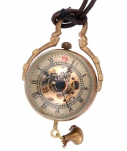 Skeleton Pendant Pocket Watch Mechanical Movement Hand Wind Steampunk Vintage Style Crystal Ball Roman Numerals - PW13
