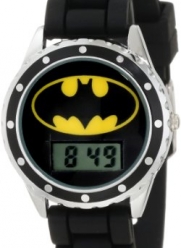 Batman Kids' BAT4045 Black Rubber Strap With Batman Logo Face Watch
