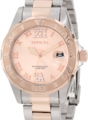 Invicta Women's 12853 Pro Diver Rose Gold Dial Two Tone Watch with Crystal Accents