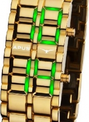 APUS Zeta Gold-Green LED Watch for Him Design Highlight