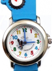 Gone Bananas - Wild Child Analog Kids' Waterproof Watch with Animated Motorcycle Second Hand and Steel Blue Band - Water and Pool Resistant to 99 Feet - Ages 6+