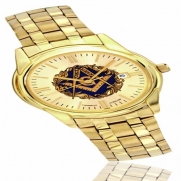 Men's Caravelle By Bulova Fold-Over Gold Plated Watch From Masonic