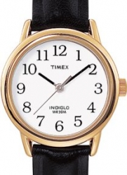 Timex Women's Black Leather Easy-Reader Indiglo Watch