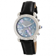 JBW Women's JB-6210L-C Victory Blue Stainless Steel Leather Diamond Watch