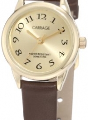Carriage Women's C3C601 Gold-Tone Case Brown Leather Strap Watch