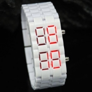 Abco Tech White Bracelet watch Lava Samurai Style Watch Faceless Japanese Inspired Red LED