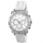 Breda Men's 8136-white Tripp Bold Textured Bezel Silicone Band Watch