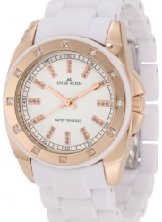 Anne Klein Women's 109178RGWT Swarovski Crystal Accented Rosegold-Tone White Bracelet Watch