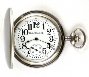 Dueber Swiss Mechanical Pocket Watch, Satin Chrome Hunting Case, Assembled in USA!