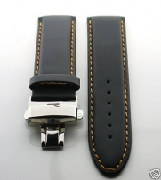 20mm Leather Deployment Band Strap for IWC OS #2 Black