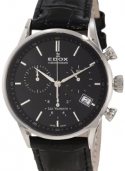 Edox Women's 10401 3N NIN Les Vauberts Black Dial Leather Chronograph Watch