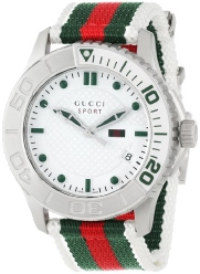 Gucci Men's YA126231 G-Timeless Dive White Dial Nylon Strap Watch
