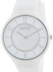 August Steiner Men's AS8054WT Slim Ceramic Mother-Of-Pearl Quartz Strap Watch