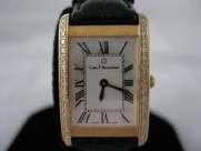 Carl F. Bucherer Ladies' 18 K Gold Tank Watch With Diamonds. Made In Lucern, Swiss