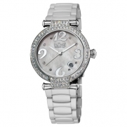 Burgi Women's BUR071WT Quartz Date Ceramic Bracelet Watch