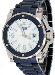 Oniss #ON670-M Men's Day/Date Sapphire Crystal White Dial Blue Ceramic Watch