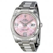 Rolex Datejust Automatic Pink Floral 18 kt White Gold Ladies Watch 116234PAFO