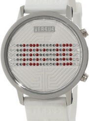Versus by Versace Women's 3C70800000 Hollywood Digital Silver Dial with Crystals White Rubber Watch