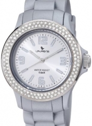 Laurens Women's GW70J906Y  Swarovski Crystal Bezel Silver Dial Rubber Watch