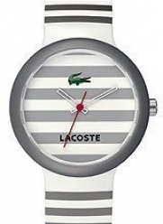 Lacoste GOA Grey and White Dial Striped Strap Unisex Watch 2010566