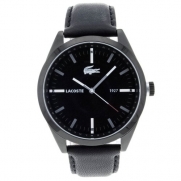 Lacoste Montreal Black Dial Black Leather Mens Watch 2010598