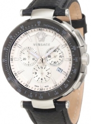 Versace Men's I8C99D001 S009 Mystique Stainless Steel Black Leather Chronograph Watch