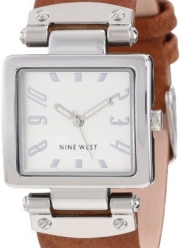 Nine West Women's NW/1339SVHY Square Silver-Tone Honey Strap Watch