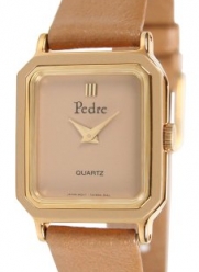 Pedre Women's Vintage Tres Petite Gold-Tone/ Tan Leather Strap Watch # 6983GX