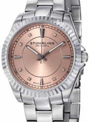 Stuhrling Original Women's 408L.12114 Aquadiver Regatta Lady Marine Swiss Quartz Rose Tone Dial Stainless Steel Bracelet Watch