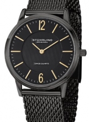 Stuhrling Original Men's 122.33551 Classic Ascot Somerset Elite Swiss Quartz Ultra Slim Black Mesh Bracelet Watch