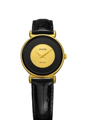 Jowissa Women's J3.018.S Elegance 24 mm Gold PVD Black Leather Watch