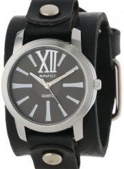 Nemesis Women's GB065KW Exclusive Collection Roman Black Leather Cuff Watch