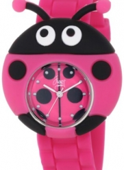 Frenzy Kids' FR2003 Ladybug Critter Face With Magenta Rubber Band Watch
