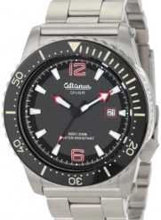 Altanus Geneve Men's 7911-01 Diver Stainless Steel Combo Leather Strap and Metal Bracelet Watch