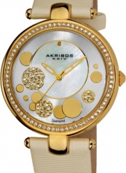 Akribos XXIV Women's AKR434WT Diamond Silver Sunray Diamond Dial Quartz Strap Watch