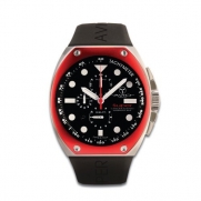 Avio Milano Men's Quartz Watch with Black Dial Chronograph Display and Black Rubber Strap SA AC 2001