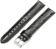 Artisan of Italy CITPD400-0117ML Men's Dress Padded Crocodile 17mm Black Long Watch Strap