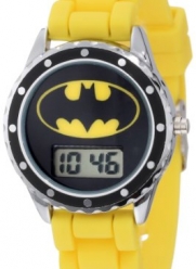Batman Kids' BAT4048 Yellow Rubber Batman Logo Strap Watch