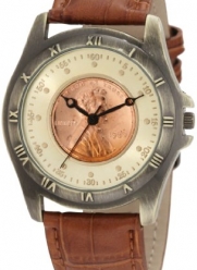 August Steiner Men's CN001G-AS Round Wheat Penny Antique Copper Collectors Coin Watch