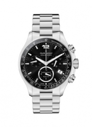 Claude Bernard Men's 10208 3 NIN Aquarider Black Chronograph Tachymeter Steel Watch