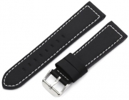 Hadley-Roma Men's MSM740RA 220 22-mm Black Silicone Layered Leather Watch Strap