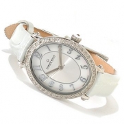 Diamant Rouge Women's Champ De Mars Quartz Diamond Accent Leather Strap Watch - White