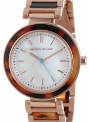 Kenneth Jay Lane Women's KJLANE-2009  Mother-Of-Pearl Dial Rose Gold Ion-Plated Stainless Steel and Brown Tortoise Resin Watch