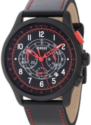 Versus by Versace Men's 3C73400000 Soho Black IP Coated Steel Black Dial Chronograph Leather Watch