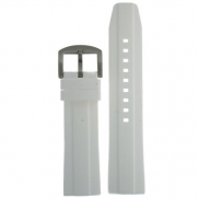 Watch Band Silicone Rubber Heavy White Strap Stainless Buckle Waterproof Fits 24 millimeters