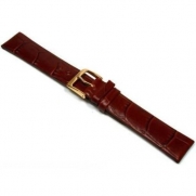 Watch Band Alligator Leather Brown Gold Buckle 18mm