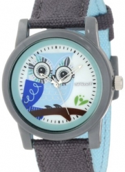 Sprout Women's ST/5512MPGY Grey Organic Cotton Strap Blue Owl Dial  Watch