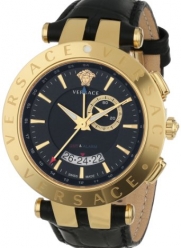 Versace Men's 29G70D009 S009 V-RACE Round Yellow Gold Ion-Plated Stainless Steel GMT Alarm Date Watch
